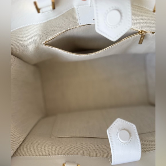 Like New AQUAZZURA Mykonos leather-trimmed beaded raffia tote $1,750 - Picture 9 of 12